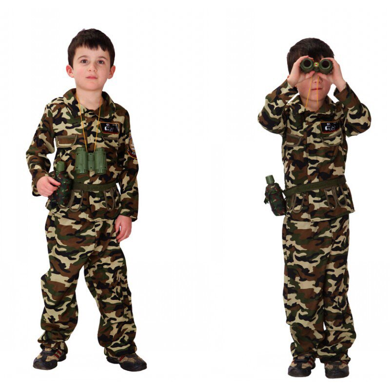 코스프레 새로운 의상 군사 유니폼 소년 소녀 패션 위장 복장 크리스마스 선물 어린이 성능 의류 가을